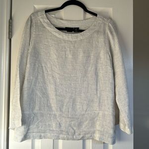 Tahari 100% Linen 3/4 Quarter Sleeve Top Size M